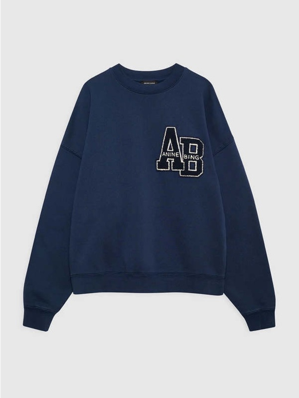 ANINE BING Miles Oversized Sweatshirt Letterman in Navy S